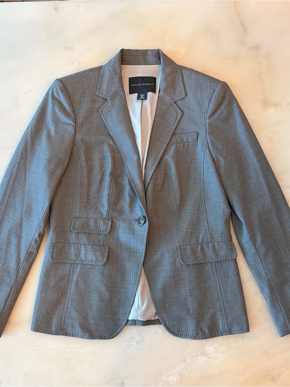 Banana Republic Gray Pinstripe Blazer - Single Button Tailored